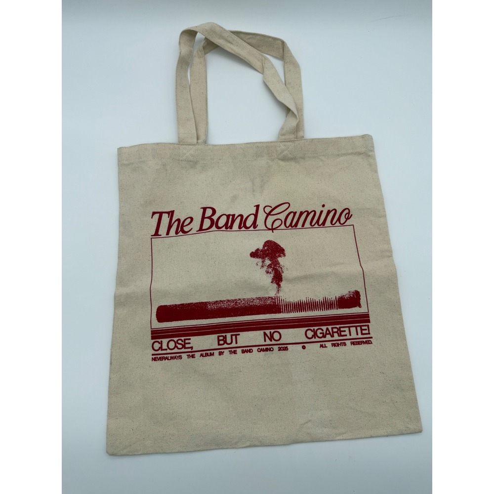 The Band Camino Close But No Cigarette Canvas Tote Bag Cream Red Graphic 2025